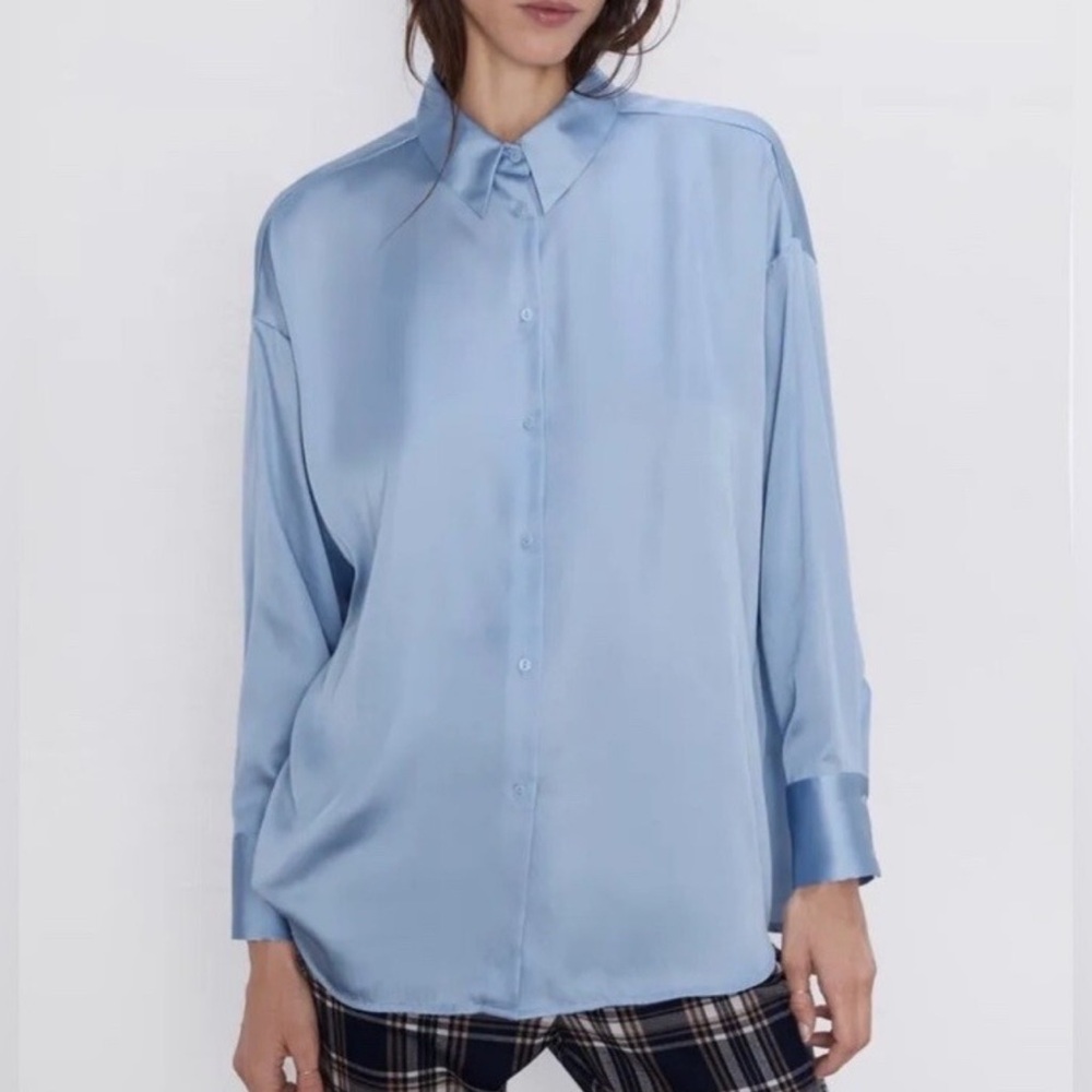 Zara Silk Light Blue Blouse